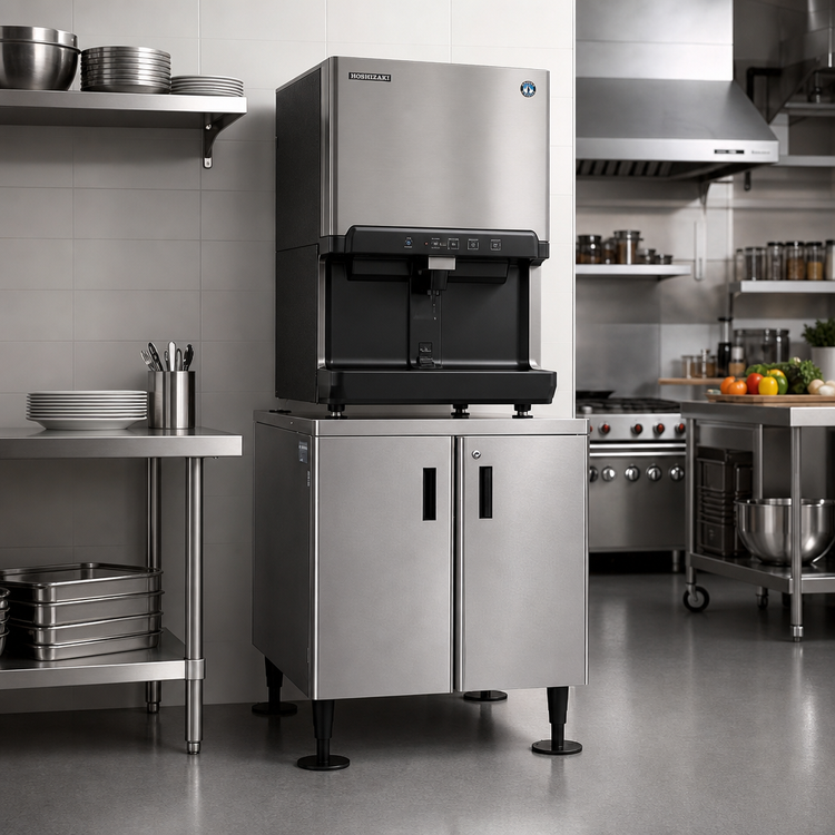 Product image #2 for Hoshizaki 30-Inch Stainless Steel Equipment Stand with Locking Cabinet Doors for DM-200B Icemaker/Dispenser