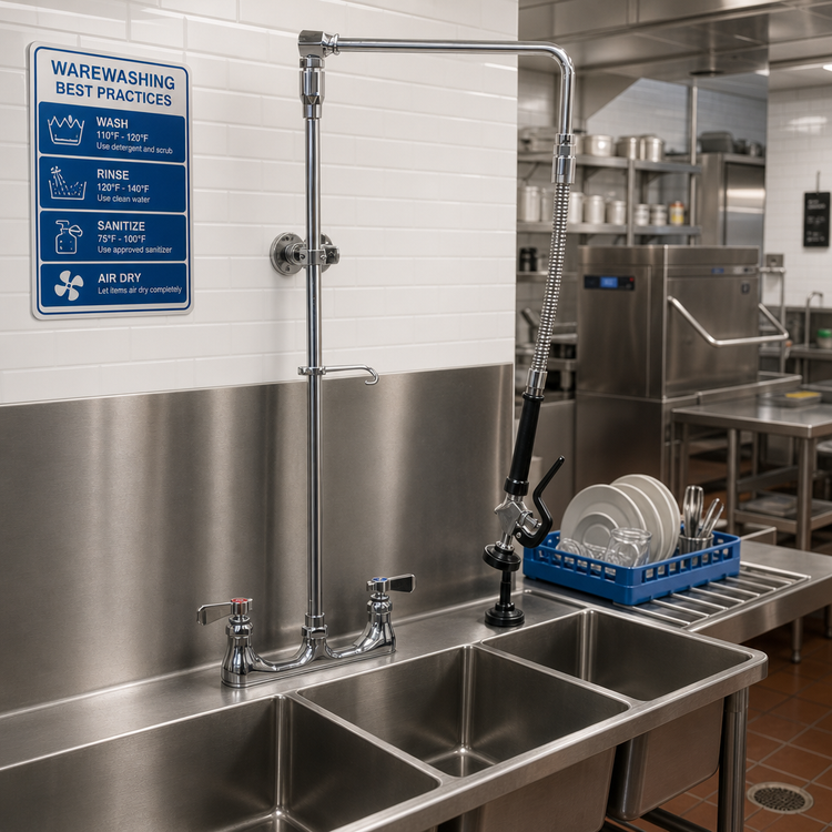 Product image #2 for BK Resources Optiflow Swing Arm Pre-Rinse Assembly with 12-Inch Add-On Faucet, 8-Inch On-Center Splash Mount