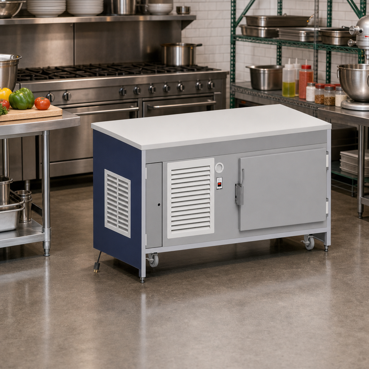 Product image #2 for Atlas Metal INFTR-4 Mobile Solid Top Unit with Refrigerated Base, 64-Inch