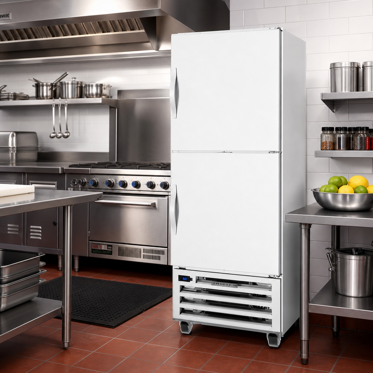 Product image #2 for Beverage-Air One-Section Reach-In Refrigerator with Solid Half Doors, Bottom-Mounted Self-Contained, 16.85 Cu. Ft.