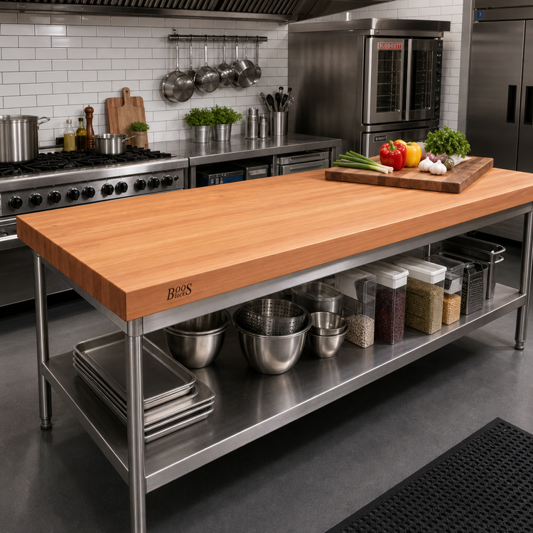 Product image #2 for Boos Block Full-Length Rail American Cherry Edge Grain Kitchen Countertop, 72"W x 32"D x 3" Thick, Penetrating Oil Finish