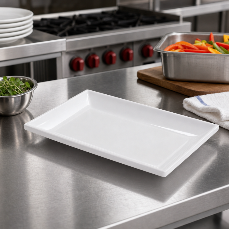 Product image #2 for American Metalcraft Mini Rectangular Melamine Serving Plate, White, 8-1/2 x 5-3/4 x 1 Inch