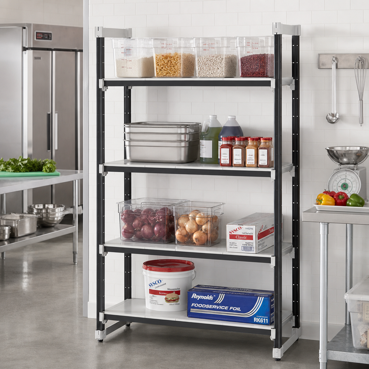 Product image #2 for Cambro Camshelving Elements XTRA 4-Tier Solid Stationary Starter Unit, 30" x 18" x 64"