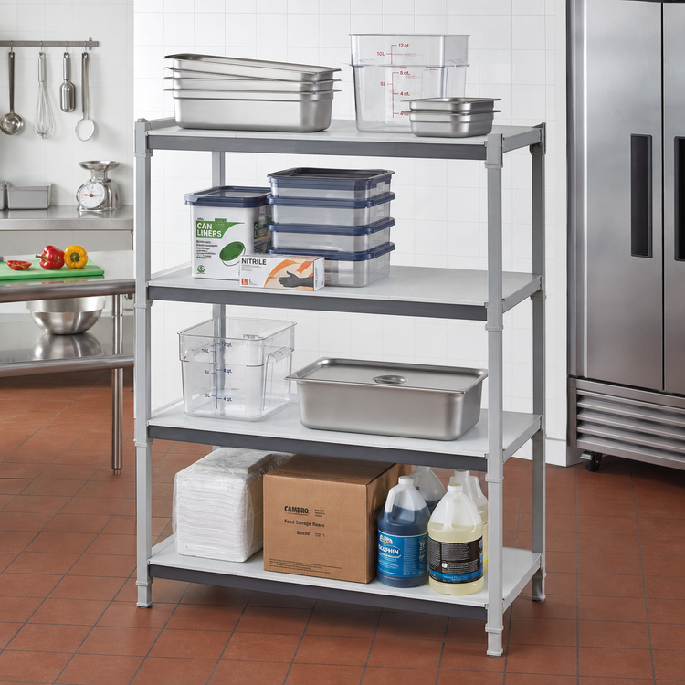 Product image #2 for Cambro Camshelving Elements XTRA 21-Inch x 36-Inch 4-Shelf Solid Universal Shelf Kit