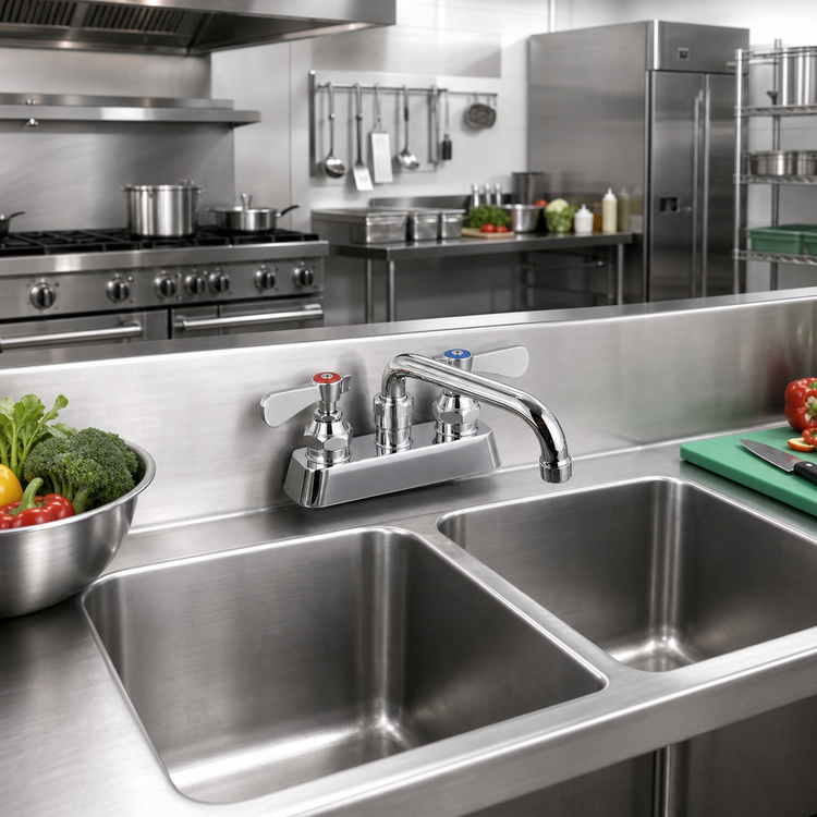 Product image #2 for OptiFlow Heavy Duty Solid Body Deck-Mount Manual Faucet with 10-Inch Swing Spout, 4-Inch Centers