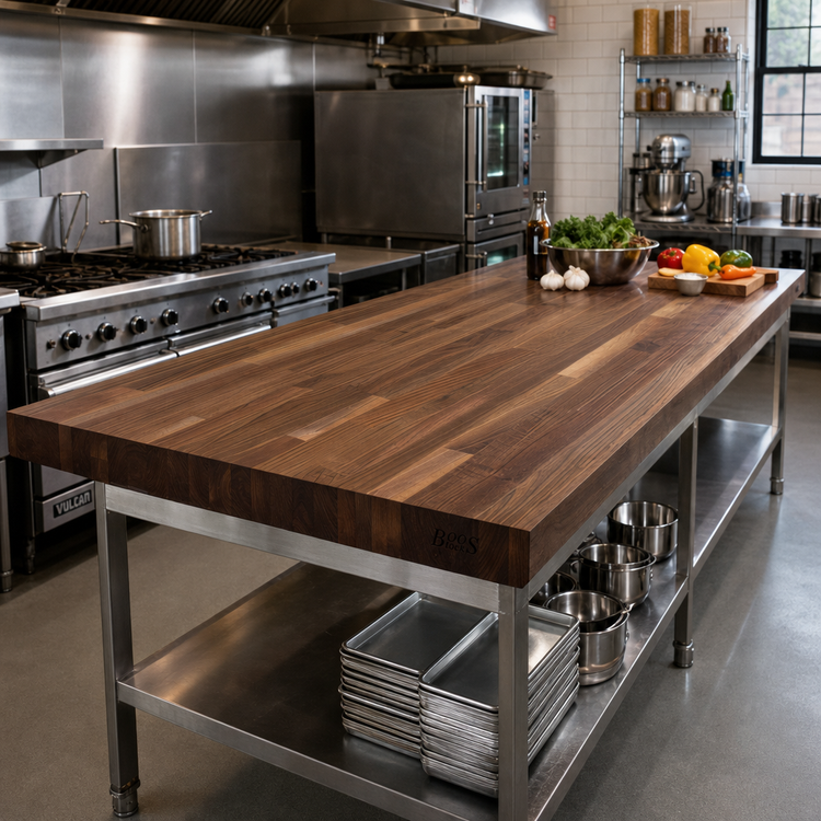 Product image #2 for Boos Block 96 Inch x 42 Inch American Black Walnut Kitchen Countertop, Blended Edge Grain, 1-1/2 Inch Thick, Oil Finish