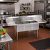 Thumbnail image #2 for BK Resources 100-Inch Wide 3-Compartment Stainless Steel Sink with Left and Right Drainboards