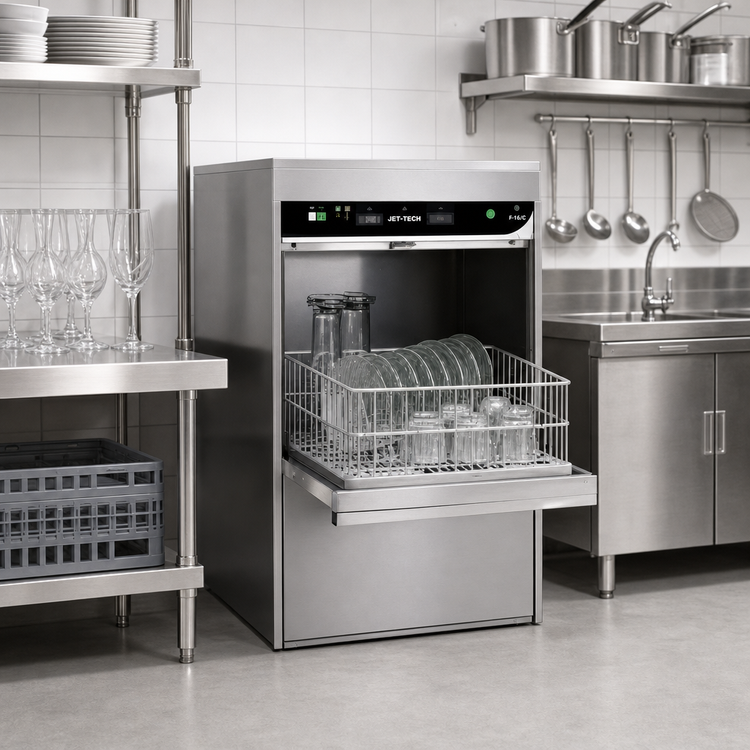 Product image #2 for Jet-Tech F-16/C Undercounter High-Temperature Glass Washer with Built-In Booster, 20 Racks/Hour