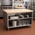 Thumbnail image #2 for BK Resources 48 x 36 Inch Hard Maple Flat Top Chef Table with Open Front Stainless Steel Cabinet Base