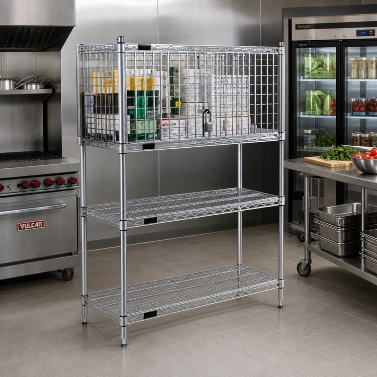 Product image #2 for EAGLEbrite Zinc Security Enclosure Kit with Hinged Doors for 21-Inch Wire Shelving, 36 Inch W x 21 Inch D