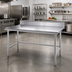 Thumbnail image #2 for Advance Tabco 72 Inch x 36 Inch 14 Gauge 304 Stainless Steel Work Table with 5 Inch Backsplash