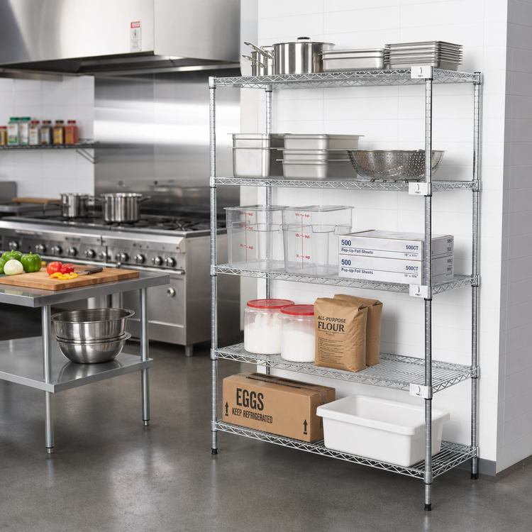 Product image #2 for Eagle Group 48-Inch Wide x 24-Inch Deep x 74-Inch High 5-Tier Add-On Wire Shelving Unit, Chrome-Plated