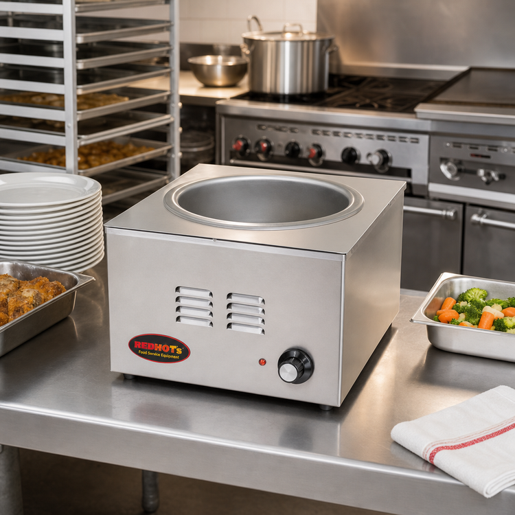 Product image #2 for RedHots 7 Quart Round Pan Countertop Electric Food Warmer, Wet/Dry, Infinite Control, 240V