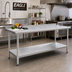Thumbnail image #2 for Eagle Deluxe Series 72 Inch x 36 Inch Stainless Steel Work Table with 1-1/2 Inch Rear Upturn and Adjustable Undershelf