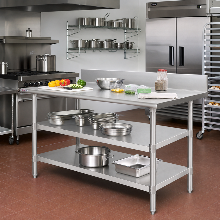 Product image #2 for Eagle Group 132" W x 24" D Galvanized Adjustable Work Table Undershelf (Fits Uni-Lok® Hat Channel Frames)