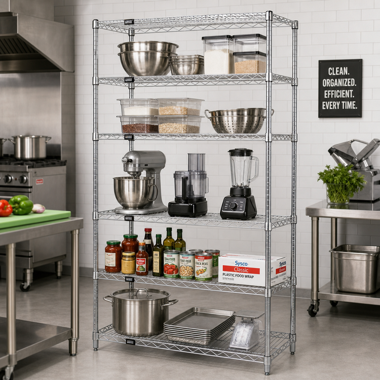 Product image #2 for Quantum Chrome-Plated Wire Shelving Starter Kit, 42 x 30 x 86 Inches, 5 Shelves