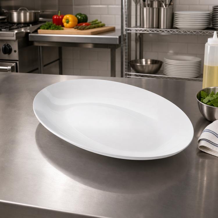 Product image #3 for American Metalcraft 18 x 12 Inch White Oval Melamine Platter