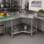 Thumbnail image #2 for Eagle Group BlendPort® BPT-3030SEB-UT 30" x 30" Corner Stainless Steel Work Table with Adjustable Undershelf, 16-Gauge 300 Series Top