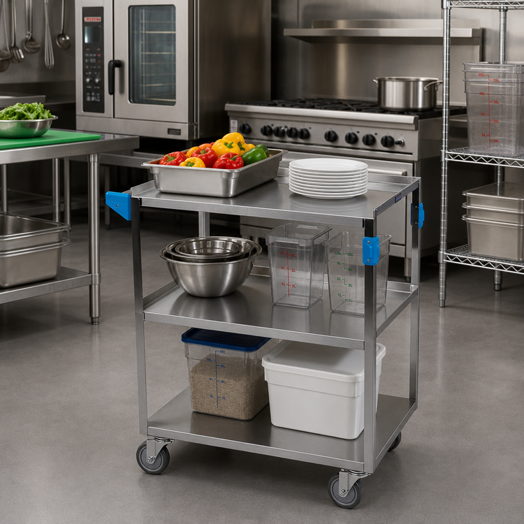 Product image #3 for Carlisle 3-Shelf Stainless Steel Utility Cart, 27 x 18 x 32-1/2 Inches, 300 lb Capacity