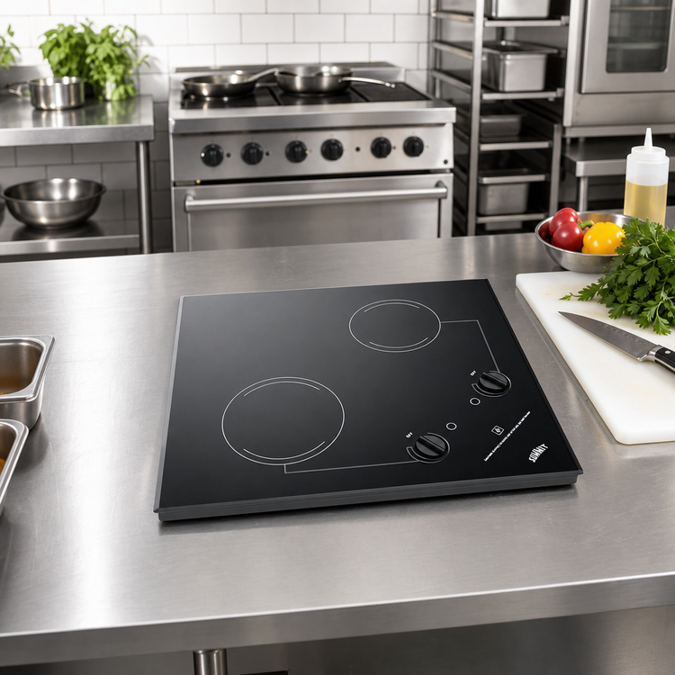 Product image #2 for Summit 21-1/4 Inch 2-Burner Radiant Electric Cooktop with Black Ceramic Glass Surface
