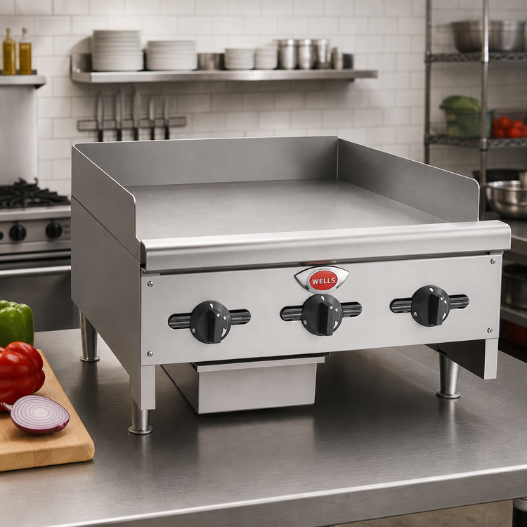 Product image #2 for Wells Heavy-Duty Countertop Natural Gas Thermostatic Griddle with 23-3/4-Inch Cooking Surface