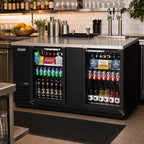 Thumbnail image #2 for Everest Refrigeration EBB69G Two-Section Back Bar Refrigerator, 68 in., 24 cu. ft., Locking Glass Doors, Black, Stainless Steel Top