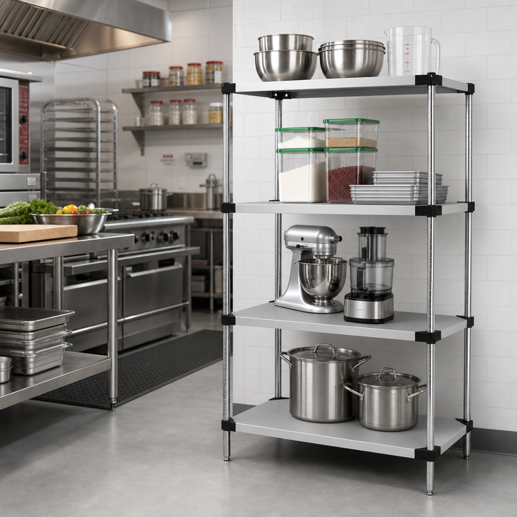 Product image #2 for Quantum 4-Shelf Solid Stainless Steel Shelving Starter Kit, 36 Inches x 21 Inches x 54 Inches