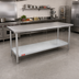 Thumbnail image #2 for Duke Manufacturing 144-Inch x 24-Inch Stainless Steel Work Table with Open Base and Galvanized Undershelf
