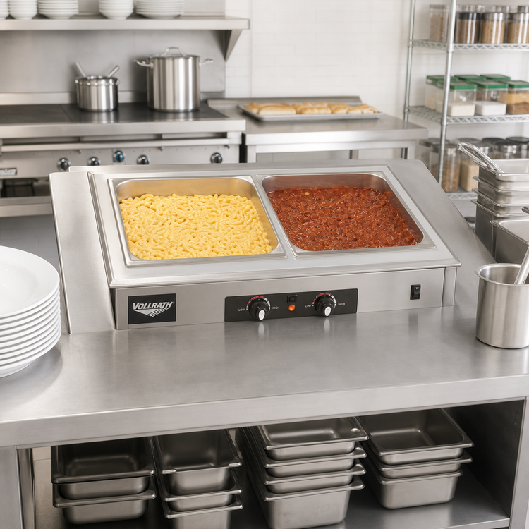 Product image #2 for Vollrath Two-Well Insulated Dry Drop-In Hot Food Well with Thermostatic Controls, 120V