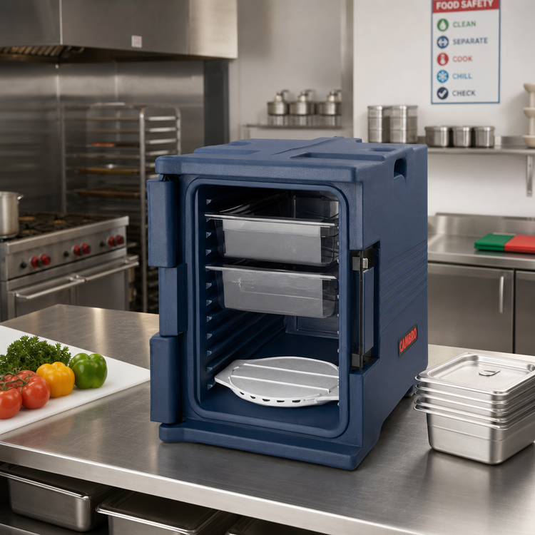 Product image #3 for Cambro Ultra Pan Carrier Front-Loading Insulated Food Pan Carrier with Security Package, Navy Blue