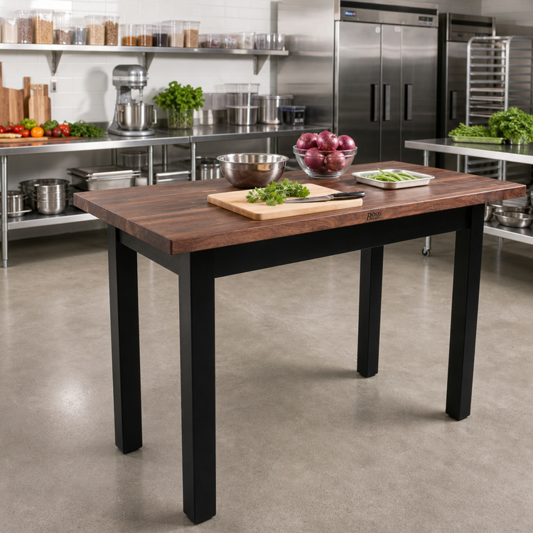 Product image #3 for John Boos American Black Walnut Edge Grain Wood Top Work Table with Painted Base, 60 x 36 Inches