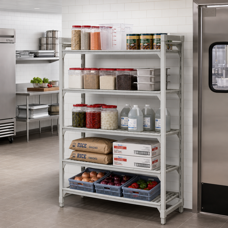 Product image #3 for Cambro Camshelving Premium 5-Tier Vented Stationary Starter Shelving Unit, 21 x 54 x 84 Inches