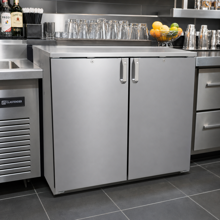 Product image #2 for Glastender One-Zone Pass-Thru Remote Refrigeration Back Bar Cooler, 40-Inch, Two-Section
