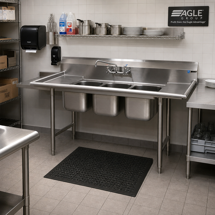 Product image #2 for Eagle Group 312 Series Three-Compartment Convenience Store Sink, 66 Inch x 27 Inch, 304 Stainless Steel