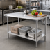 Thumbnail image #2 for Advance Tabco Flat Top Stainless Steel Work Table with Adjustable Undershelf, 48 x 30 Inches
