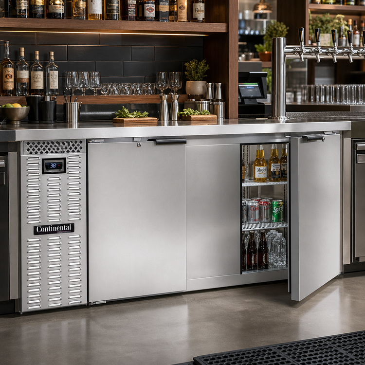 Product image #2 for Continental Refrigerator BB69NSSPT 69" 4-Door Pass-Thru Refrigerated Back Bar Cooler