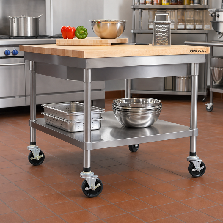 Product image #2 for John Boos 5-Inch Heavy Duty Swivel Locking Stem Caster Set for 1-5/8-Inch Diameter Legs, Set of 4