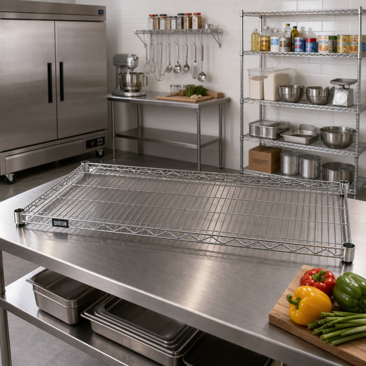 Product image #2 for Quantum 72 Inch x 24 Inch 304 Stainless Steel Wire Shelf, 600-800 lb. Capacity