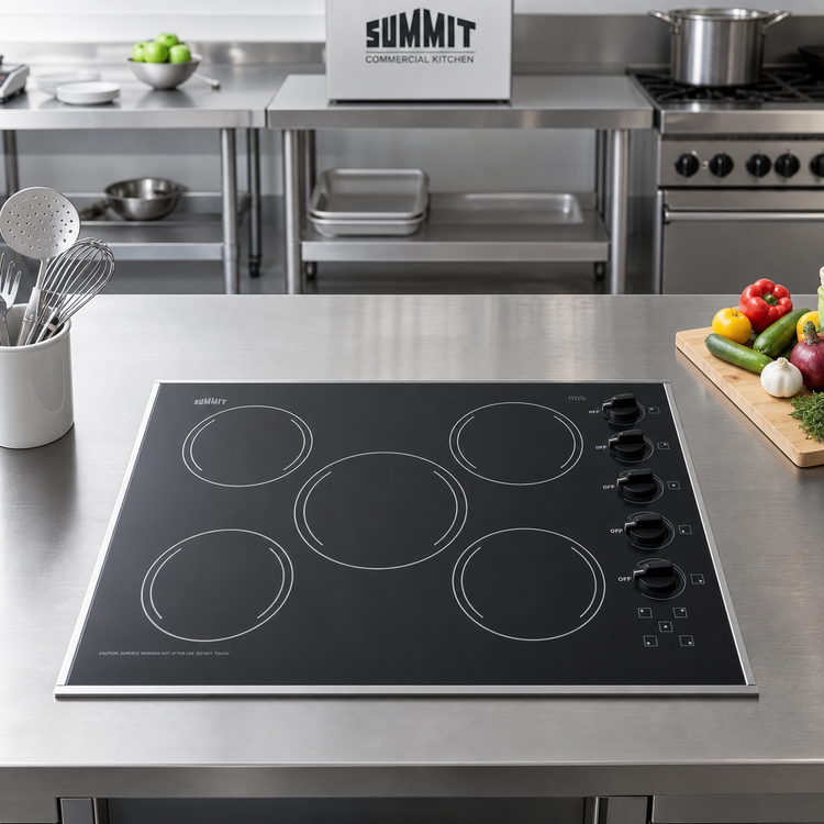 Product image #2 for Summit Commercial 27-Inch Five-Burner Electric Radiant Cooktop with Black Ceramic Glass Surface