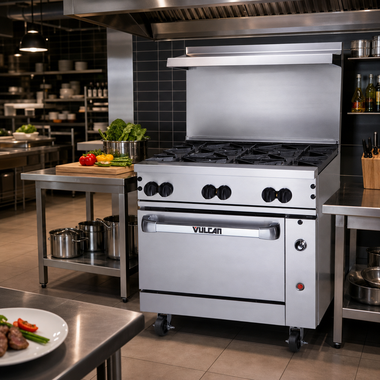 Product image #3 for Vulcan Endurance 36-Inch 6-Open-Burner Propane Gas Restaurant Range with Convection Oven