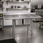 Thumbnail image #2 for Eagle Group 314-18-2-18R-X 2-Compartment Stainless Steel Sink, 24-Inch Bowls, Right Drainboard, 9-1/2-Inch Backsplash