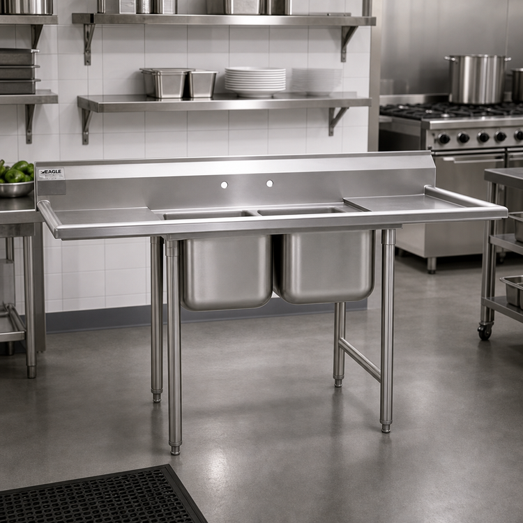 Product image #2 for Eagle Group 314 Series 2-Compartment Stainless Steel Sink with Right Drainboard