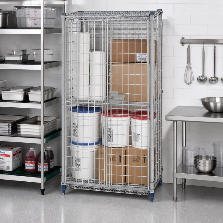 Product image #2 for MetroMax Q Stationary Wire Security Cage, 38-7/8 W x 26-15/16 D x 66-3/16 H, No Intermediate Shelves