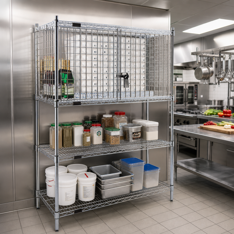 Product image #2 for 48-Inch Chrome Security Enclosure Kit with Hinged Doors for Wire Shelving