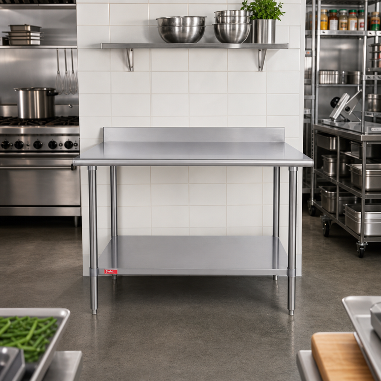 Product image #2 for Duke Deluxe 16-Gauge 300 Series Stainless Steel Work Table with 5-Inch Riser, 30 x 24 Inches