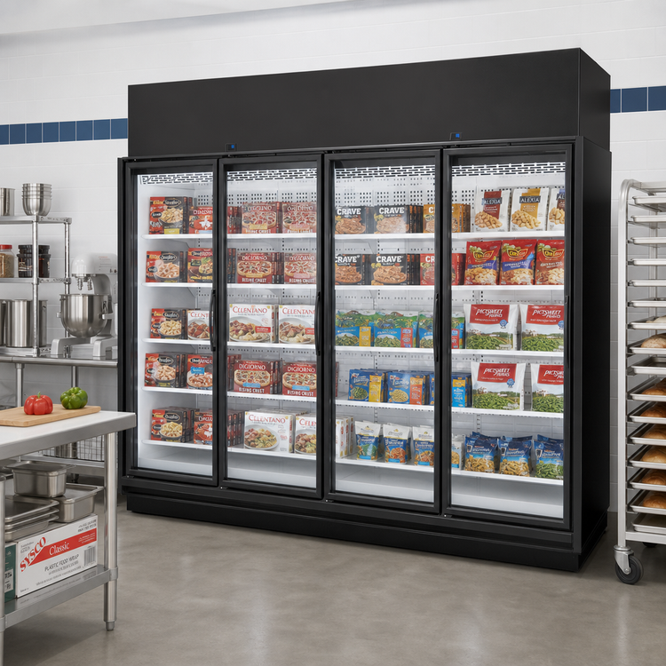 Product image #2 for True TRM4L 4-Section Low-Temp Glass Door Freezer Merchandiser