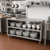 Thumbnail image #2 for John Boos 48-Inch Wide Open Front Stainless Steel Dish Storage Cabinet with Open Base and Mid-Shelf
