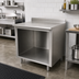 Thumbnail image #2 for Advance Tabco Stainless Steel Work Table with Open Front Cabinet Base and 5-Inch Backsplash