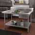 Thumbnail image #2 for BK Resources 60 Inch x 30 Inch 304 Stainless Steel Prep Sink Table with Right-Side Sink, Marine Edge, and 6 Inch Riser