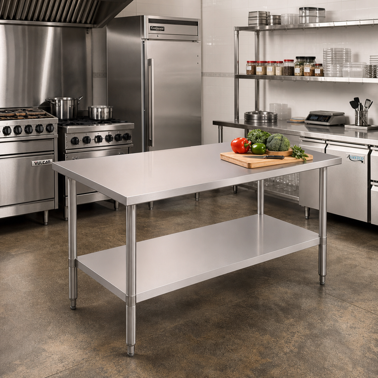 Product image #2 for John Boos Stallion 60-Inch x 24-Inch Budget Stainless Steel Top Work Table with Adjustable Undershelf